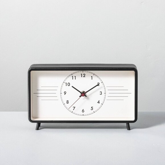 Retro Footed Tabletop Clock 10" Black - Hearth & Hand Magnolia - Target 2021 - Picture 1 of 5